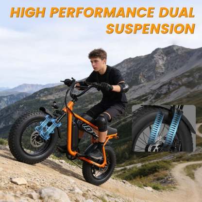  V101 Electric Bike for Adults & Teens – 28 MPH, 750W (Peak 1500W), 48V 13Ah Battery, 16"x4.0" Fat Tires, 7-Speed, Front Suspension, Orange, UL2849