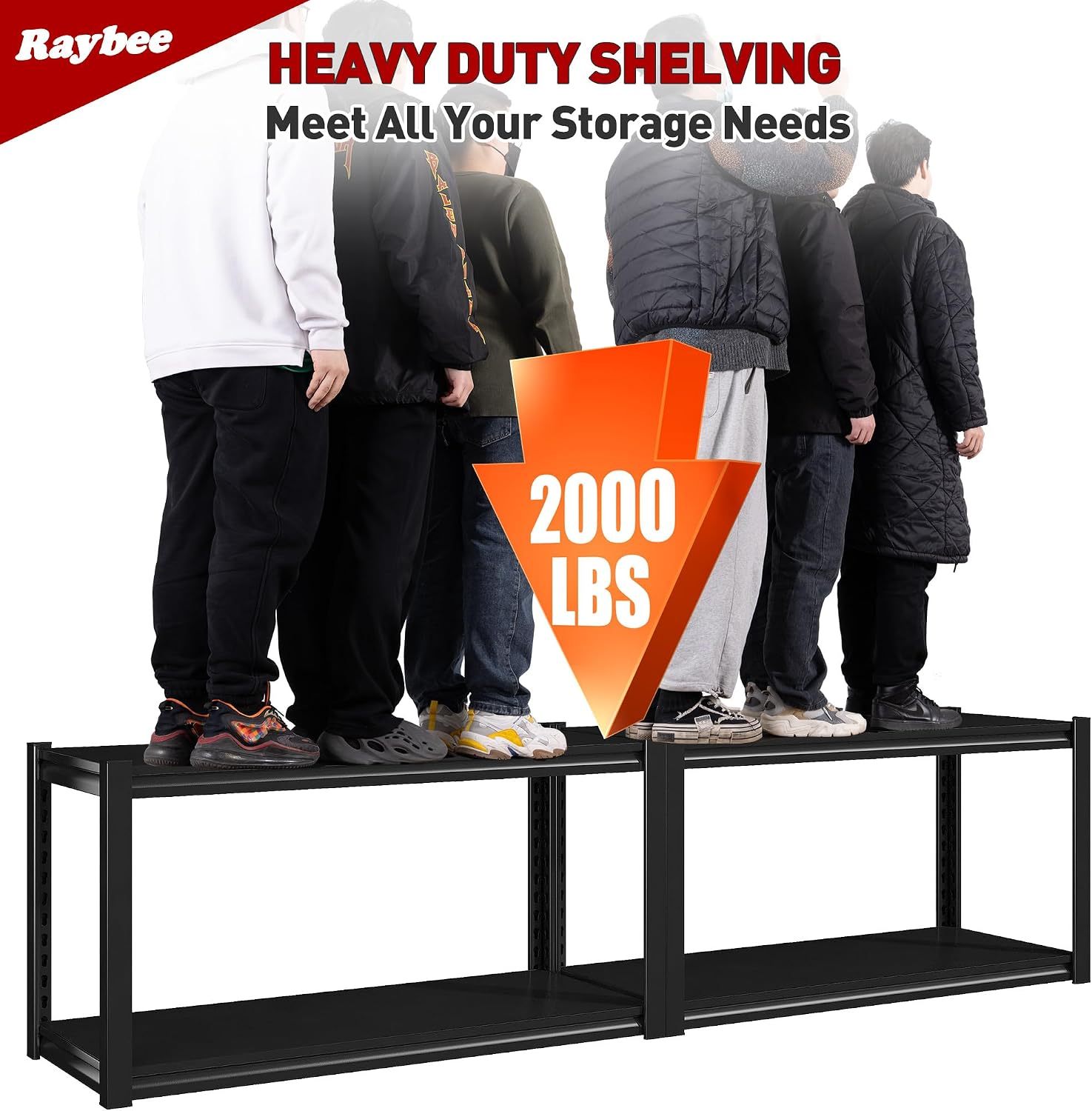 40" W Garage Shelving with Steel Panels for Basement Shed Warehouse | 2000Lbs, Double-Layer Columns, Adjustable, Detachable, 4-Tier, Easy Assembly, for Homeowners, 40" W x 19.1" D x 56.9" H