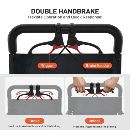 Ultra Lightweight Elderly Transport Wheelchair Weighs only 24 lbs. Portable Lightweight Folding Transport Chair, with Locking Handbrake, Removable Flip Armrests, Swinging Footrests, Supports 220 lbs.