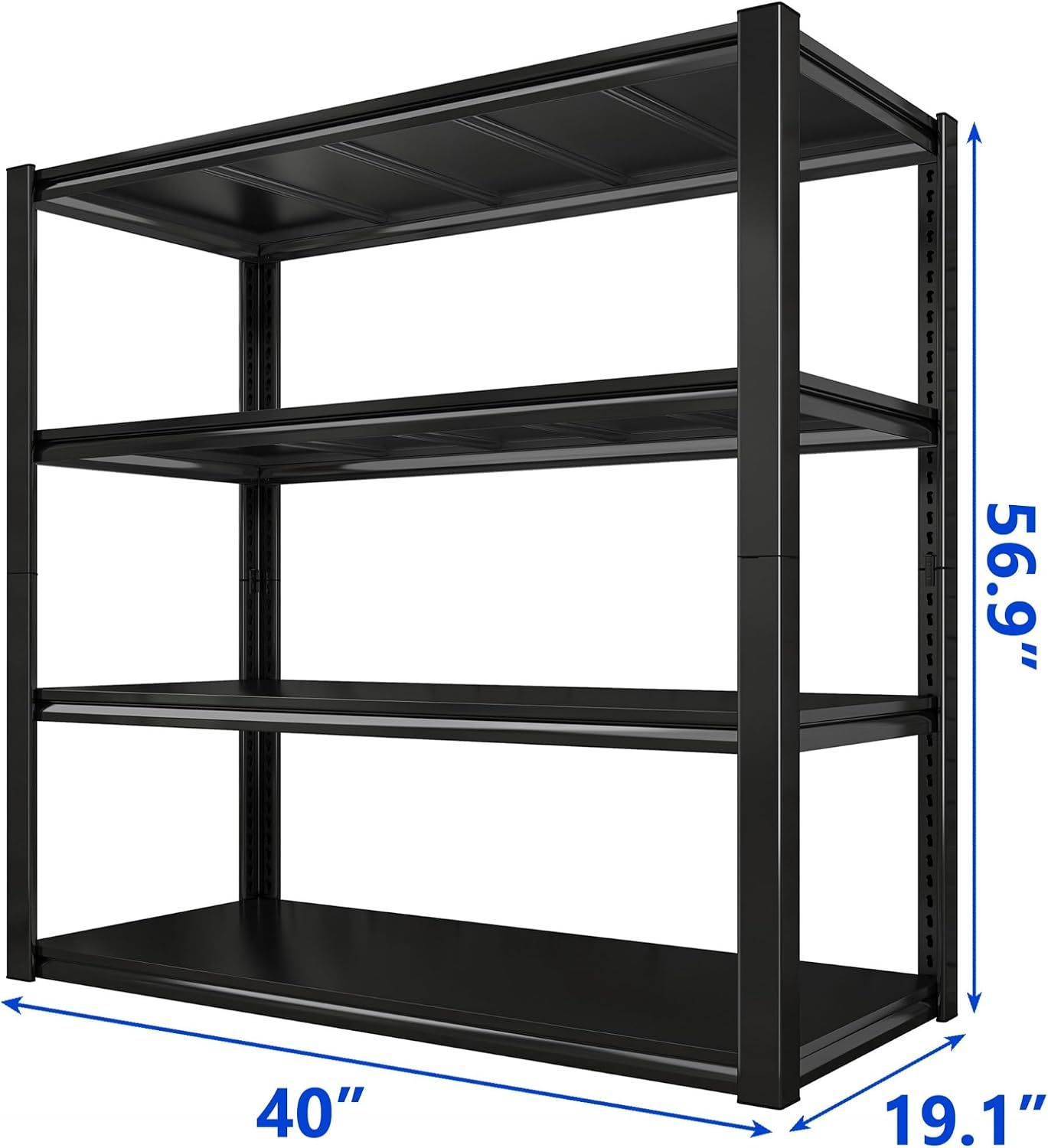 40" W Garage Shelving with Steel Panels for Basement Shed Warehouse | 2000Lbs, Double-Layer Columns, Adjustable, Detachable, 4-Tier, Easy Assembly, for Homeowners, 40" W x 19.1" D x 56.9" H