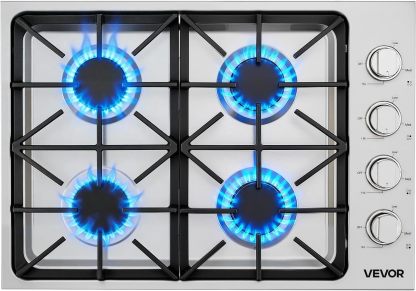 30-inch Gas Cooktop, 5 Burners Built-in Gas Stove Top, Max 12250BTU NG/LPG Convertible Stainless Steel Cooktops, with Thermocouple Protection for Camping, RV, Apartment