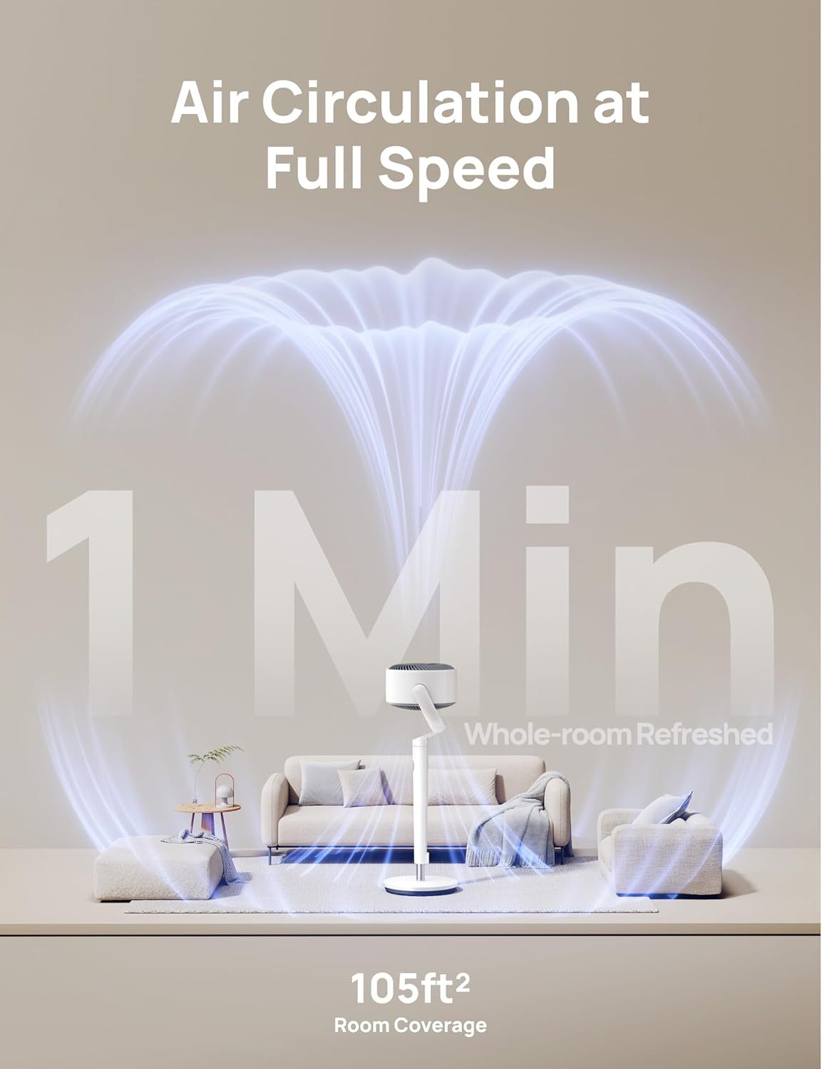  Smart Fan for Bedroom, 120° +120° Omni-Directional Oscillating Fans, 100ft Quiet Pedestal Fan with RGB Light, 9 Speeds, 6 Modes, 20dB, 8H Timer, Wi-Fi/Voice/Alexa, 35-40" Floor Fans with Remote