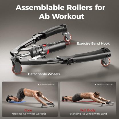FLYBIRD Twister Arm Trainer, Hydraulic Power Core Twister Chest Workout Equipment, Adjustable 22-440LBS Chest Trainer for Men, 3 in 1 Chest and Arm Exerciser with Ab Roller Wheel, Include Backpack&Pad