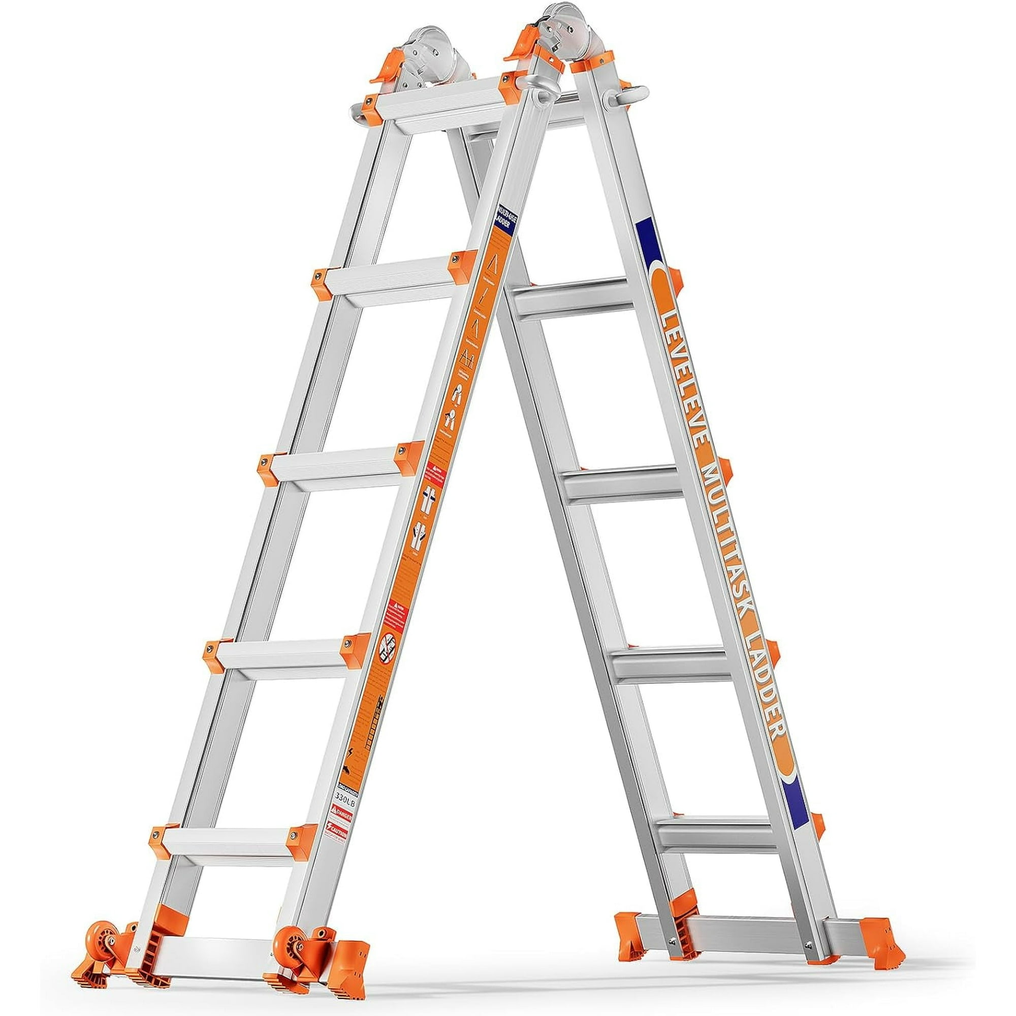 17FT Multi Position Ladder,A Frame 5 Step Ladder with Stabilizer Bar & Wheels,332 lbs Security Load Extension Ladder for Stairs Home Indoor Outdoor Roof (4.7) | 19 ratings