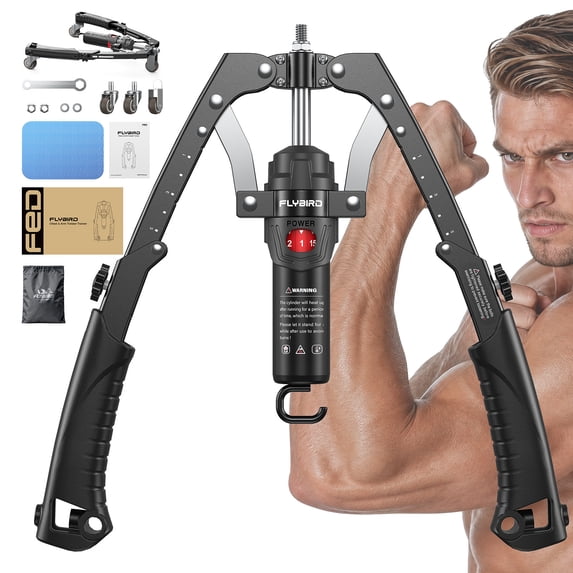 FLYBIRD Twister Arm Trainer, Hydraulic Power Core Twister Chest Workout Equipment, Adjustable 22-440LBS Chest Trainer for Men, 3 in 1 Chest and Arm Exerciser with Ab Roller Wheel, Include Backpack&Pad