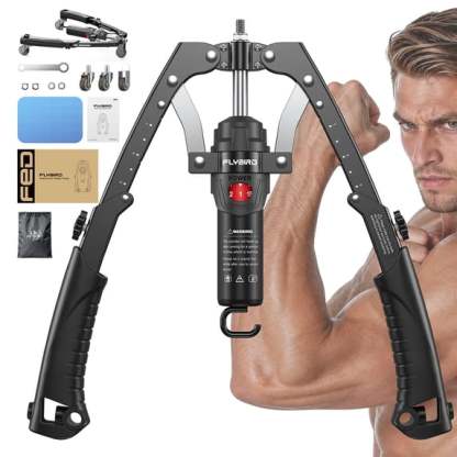 FLYBIRD Twister Arm Trainer, Hydraulic Power Core Twister Chest Workout Equipment, Adjustable 22-440LBS Chest Trainer for Men, 3 in 1 Chest and Arm Exerciser with Ab Roller Wheel, Include Backpack&Pad