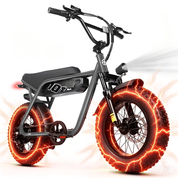  V101 Electric Bike for Adults & Teens – 28 MPH, 750W (Peak 1500W), 48V 13Ah Battery, 16"x4.0" Fat Tires, 7-Speed, Front Suspension, Orange, UL2849