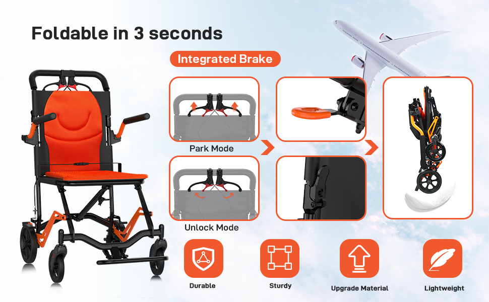GARVEE Portable Lightweight Folding Transport Chair Overview