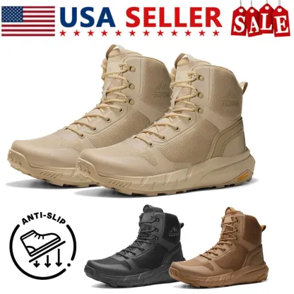 (Last Day🔥50%OFF）NORTIV 8 Men's Military Tactical Boot Lightweight Comfortable Boots for Work All Day Side Zipper Motorcycle Combat Hiking Boots Metrostrike(8-9 Inches)