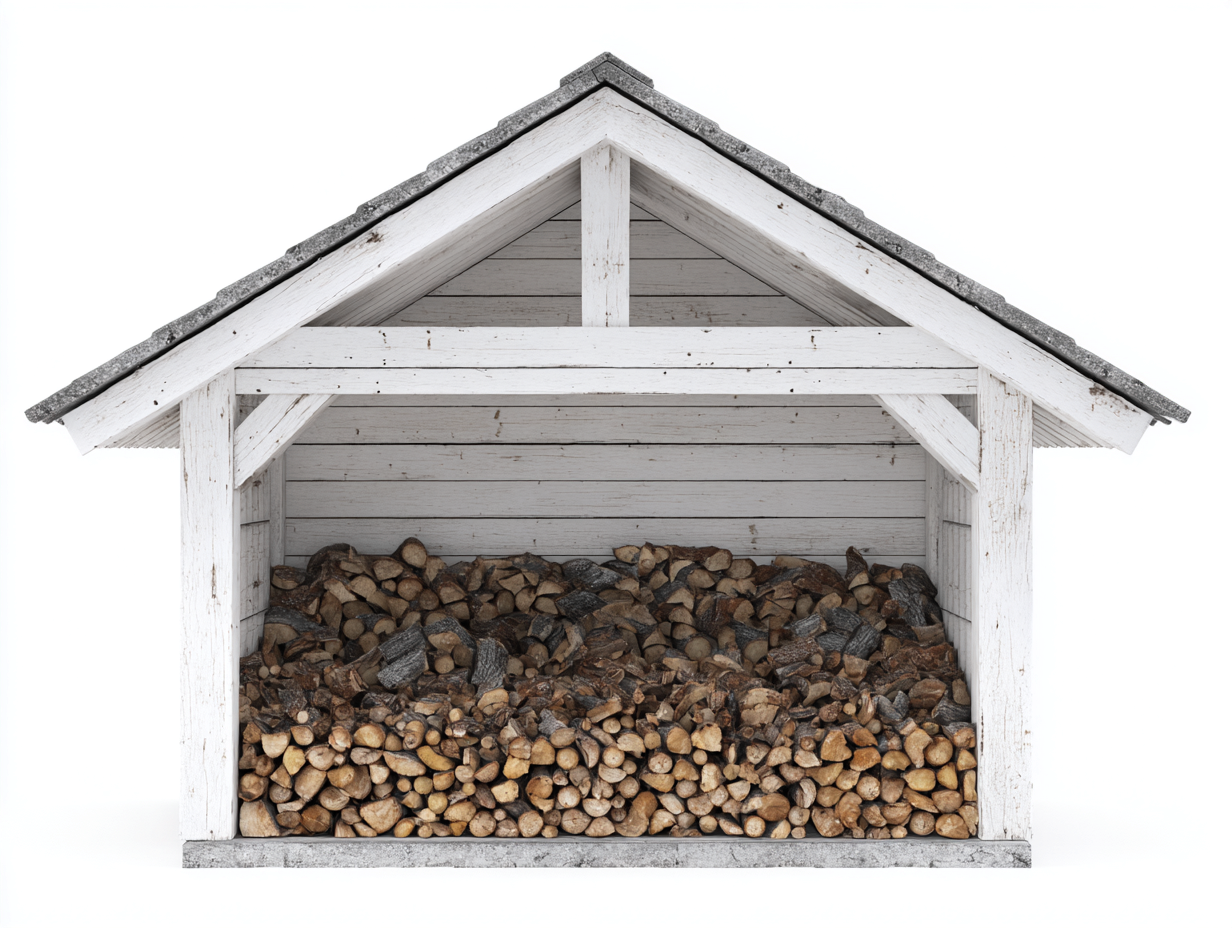 Abri à bûches - Bois - 176x62x178 cm - Blanc-Gris - Style chalet-Cozyuploft
