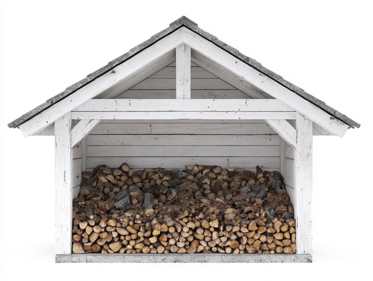 Abri à bûches - Bois - 176x62x178 cm - Blanc-Gris - Style chalet-Cozyuploft