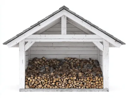 Abri à bûches - Bois - 176x62x178 cm - Blanc-Gris - Style chalet-Cozyuploft