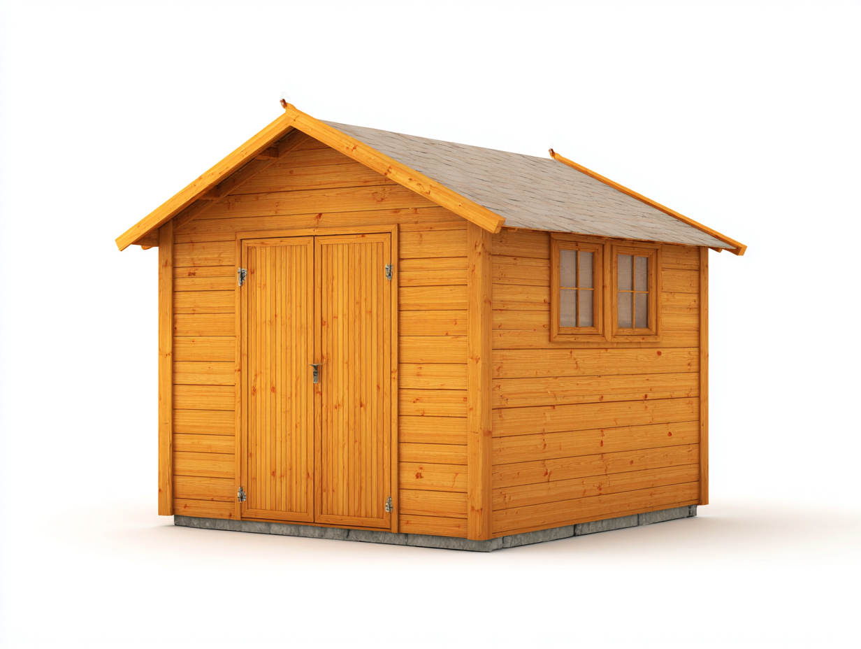 Abri de jardin - bois - 224 x 176 x 216 cm - naturel - style traditionnel-Cozyuploft
