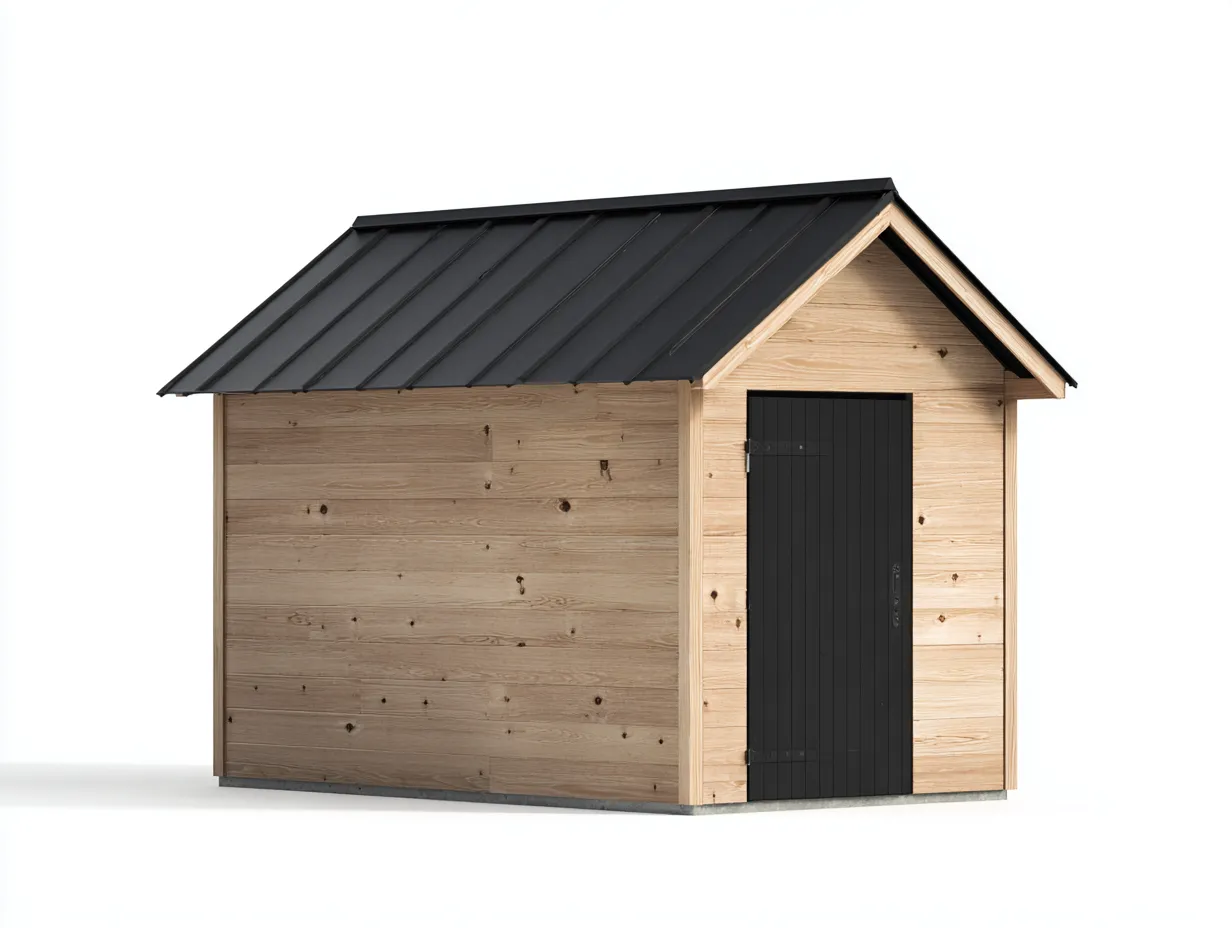 Abri de jardin - bois-métal - 226 x 174 x 212 cm - naturel-noir - style moderne-Cozyuploft