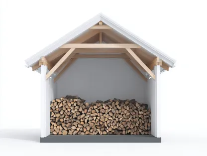 Abri à bûches - Bois-Métal - 134x52x164 cm - Blanc-Naturel-Gris - Style chalet-Cozyuploft