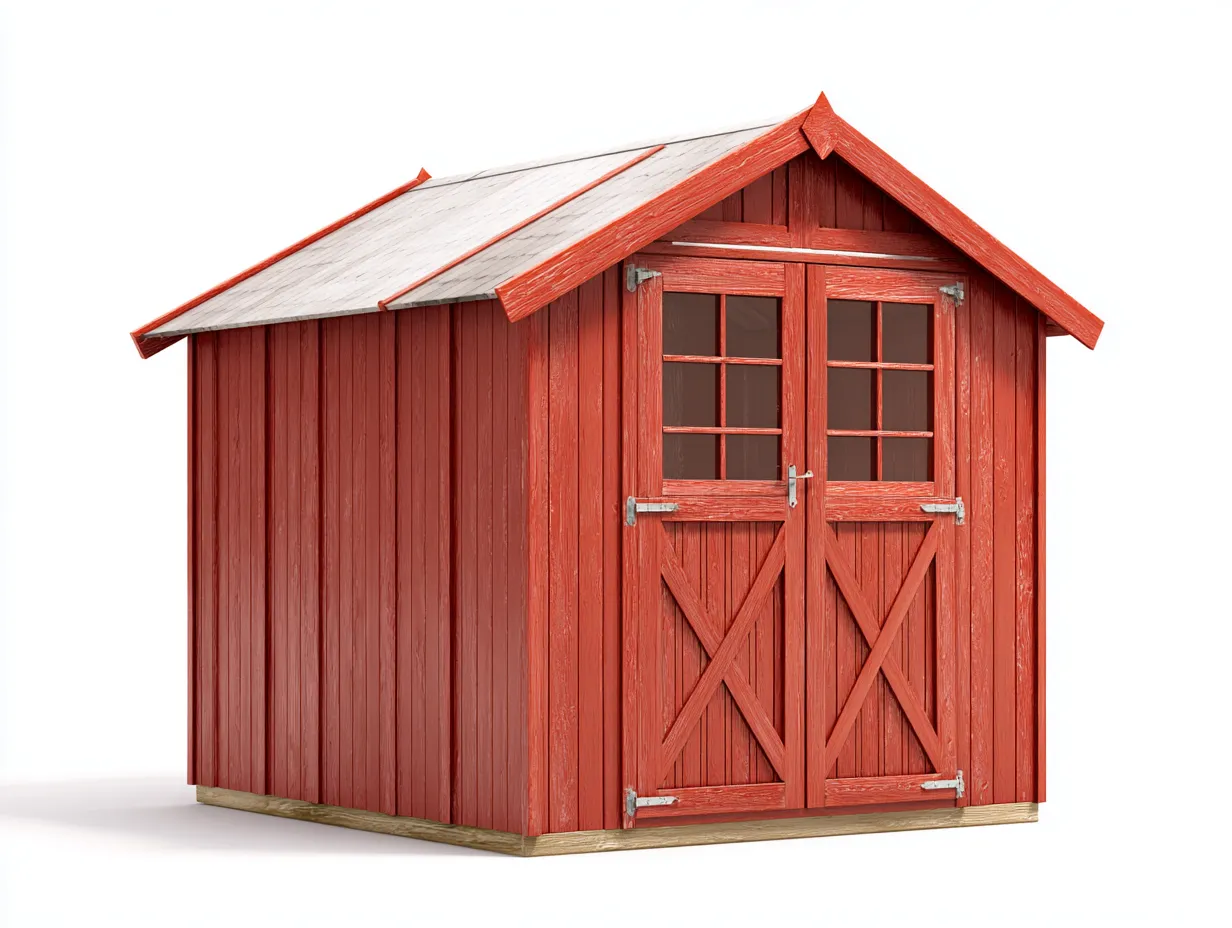 Abri de jardin - bois - 234 x 196 x 226 cm - rouge-naturel - style rustique-Cozyuploft