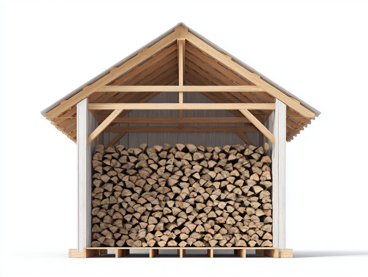 Abri à bûches - Bois - 196x82x214 cm - Blanc-Naturel - Style chalet-Cozyuploft