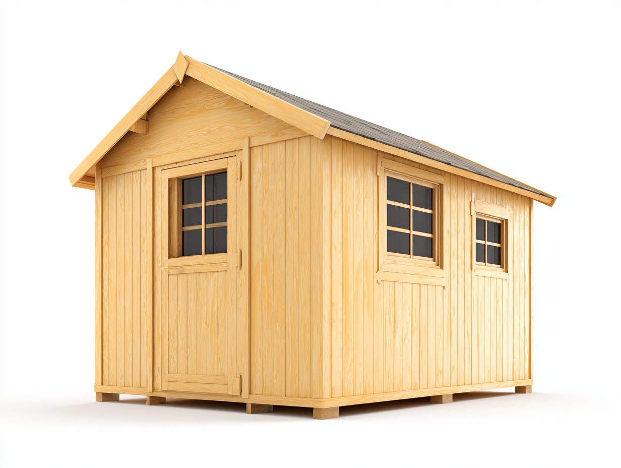 Abri de jardin - bois - 232 x 192 x 221 cm - naturel - style traditionnel-Cozyuploft
