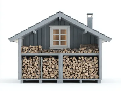 Abri à bûches - Bois - 208x68x198 cm - Gris-Blanc - Style chalet-Cozyuploft