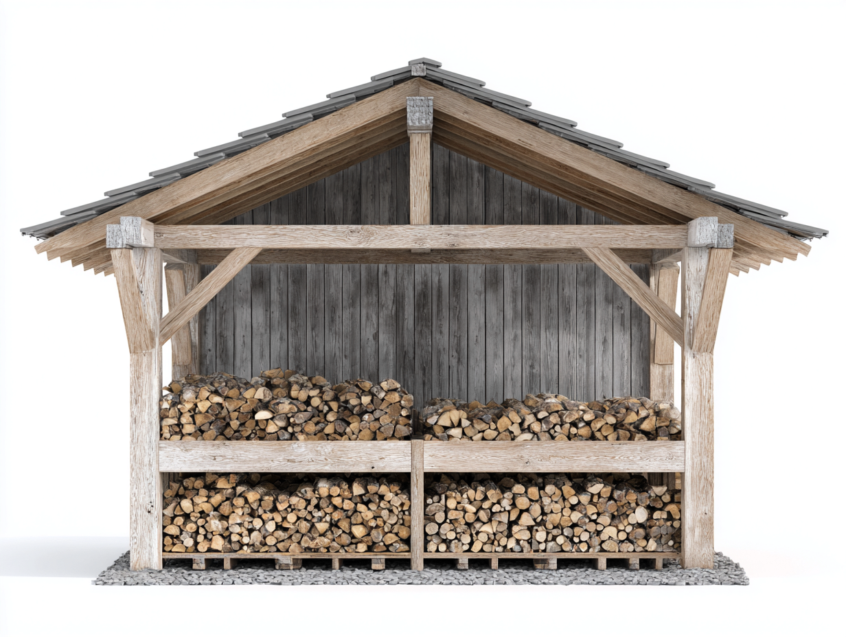 Abri à bûches - Bois - 248x112x208 cm - Naturel-Gris - Style rustique-Cozyuploft