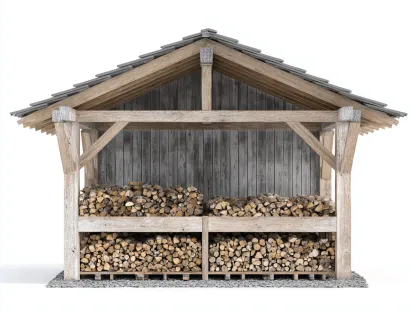Abri à bûches - Bois - 248x112x208 cm - Naturel-Gris - Style rustique-Cozyuploft