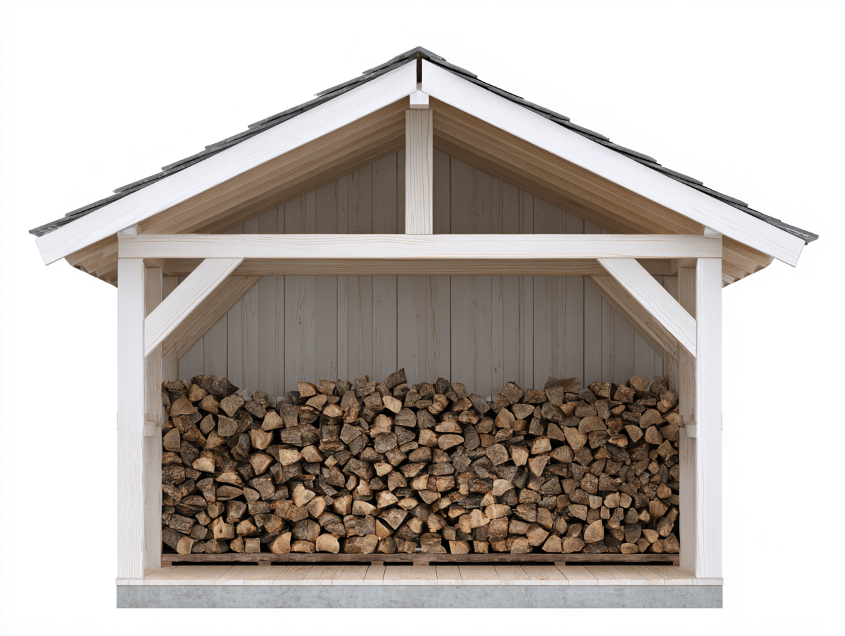 Abri à bûches - Bois - 202x78x188 cm - Blanc-Naturel-Gris - Style chalet-Cozyuploft