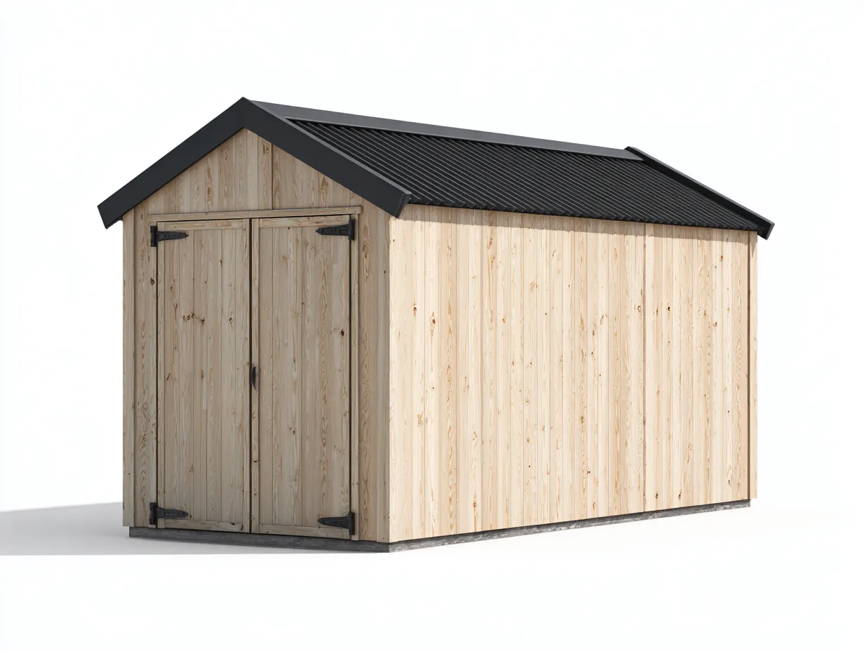 Abri de jardin - bois-métal - 252 x 182 x 218 cm - naturel-noir - style rustique-Cozyuploft