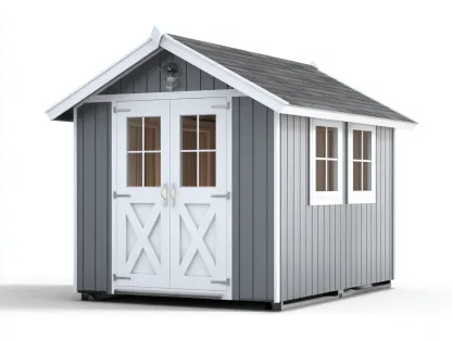 Abri de jardin - bois - 238 x 198 x 225 cm - gris-blanc - style classique-Cozyuploft