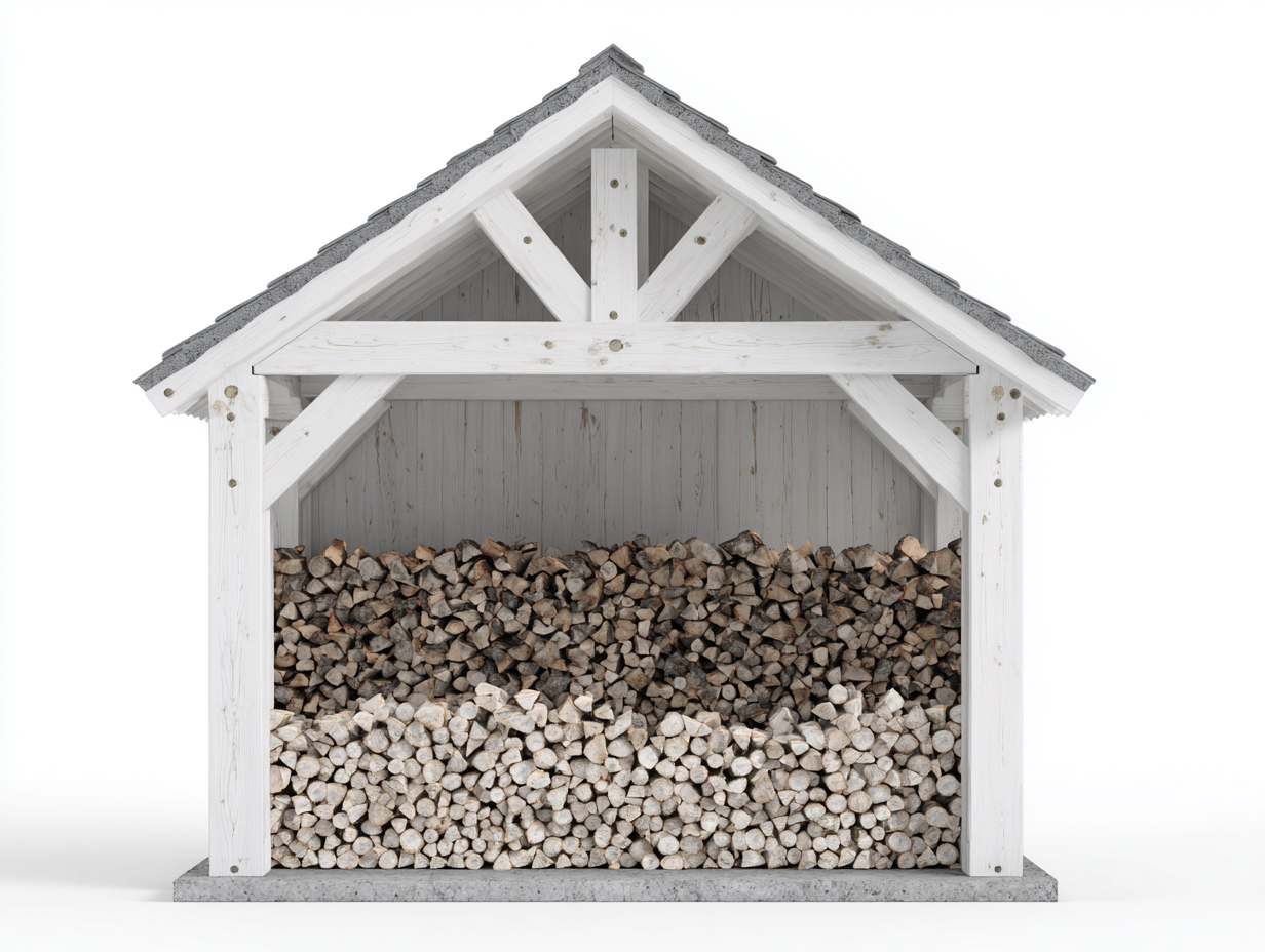 Abri à bûches - Bois - 180x64x191 cm - Blanc-Gris - Style chalet-Cozyuploft