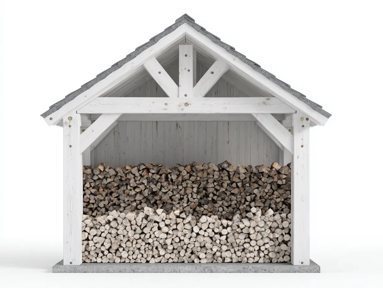 Abri à bûches - Bois - 180x64x191 cm - Blanc-Gris - Style chalet-Cozyuploft