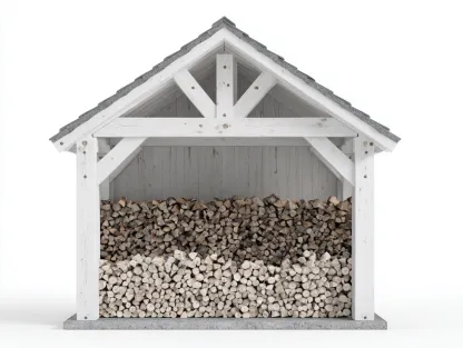 Abri à bûches - Bois - 180x64x191 cm - Blanc-Gris - Style chalet-Cozyuploft