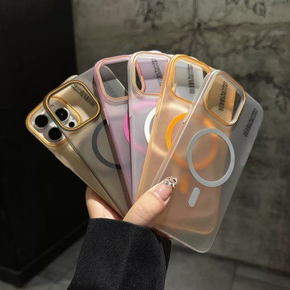 Acrylic Four-corner Anti-fall Creative Gyro Rotating Bracket Magsafe Mobile Phone Case for Apple iPhone