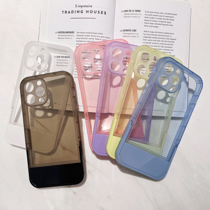 Transparent Silicon Bracket Mobile Phone Case for Apple iPhone