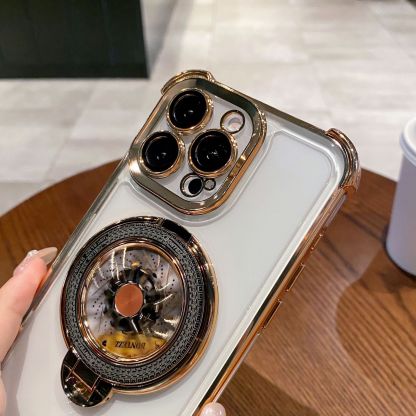 Acrylic Four-corner Anti-fall Creative Gyro Rotating Bracket Mobile Phone Case for Apple iPhone