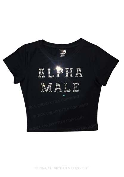 Rhinestone Alpha Male Y2K Baby Tee 