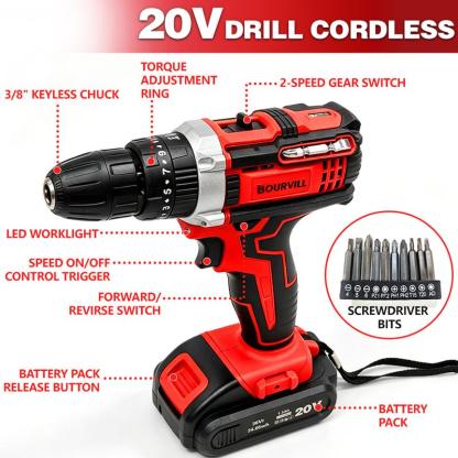 Bestideasell 128 Piece Power Tool Combo Kits with 21V Cordless Drill