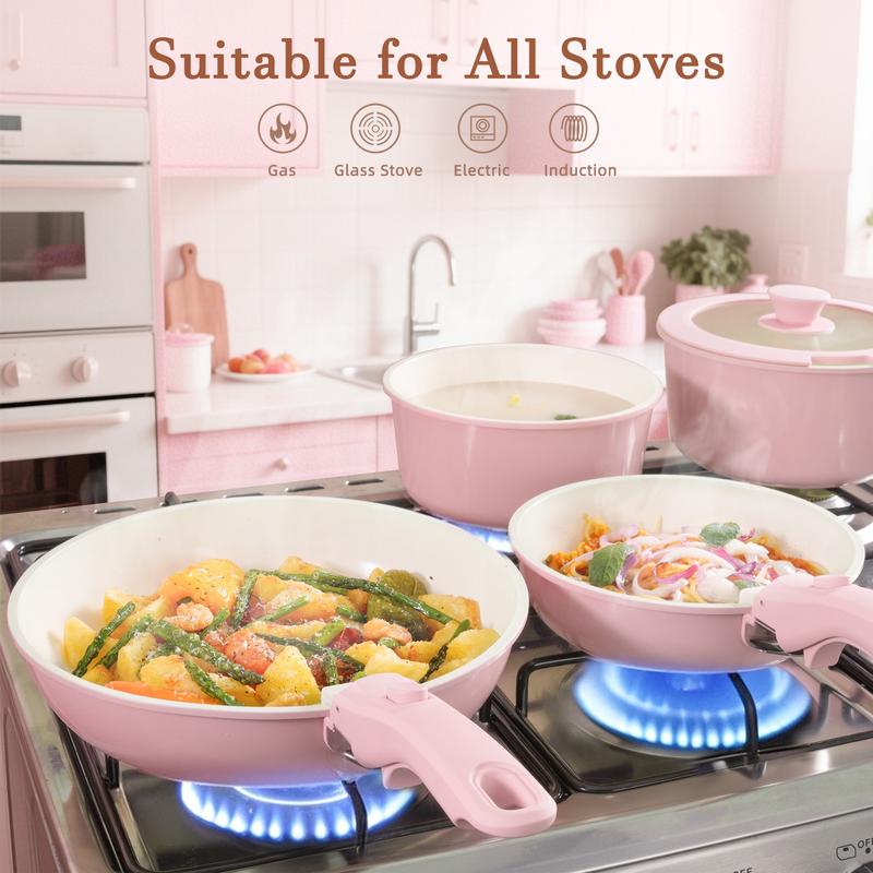 Bestideasell Ceramic Nonstick Aluminium Cookware Set (25-Piece Kit)