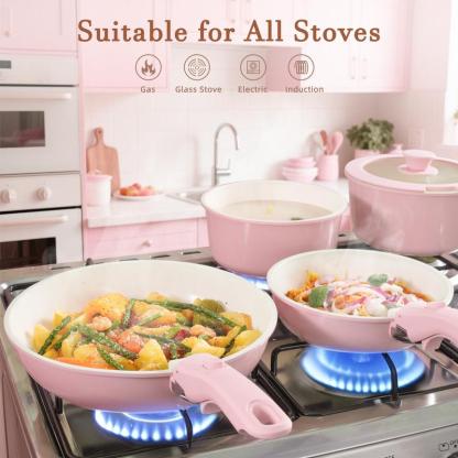 Bestideasell Ceramic Nonstick Aluminium Cookware Set (25-Piece Kit)
