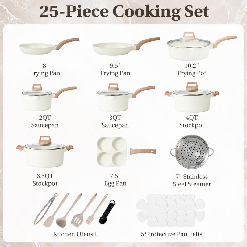 Bestideasell Ceramic Granite Cookware Set (25-Piece Kit)