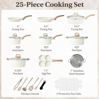 Bestideasell Ceramic Granite Cookware Set (25-Piece Kit)