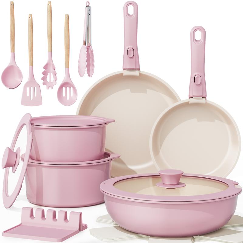 Bestideasell Ceramic Nonstick Aluminium Cookware Set (25-Piece Kit)