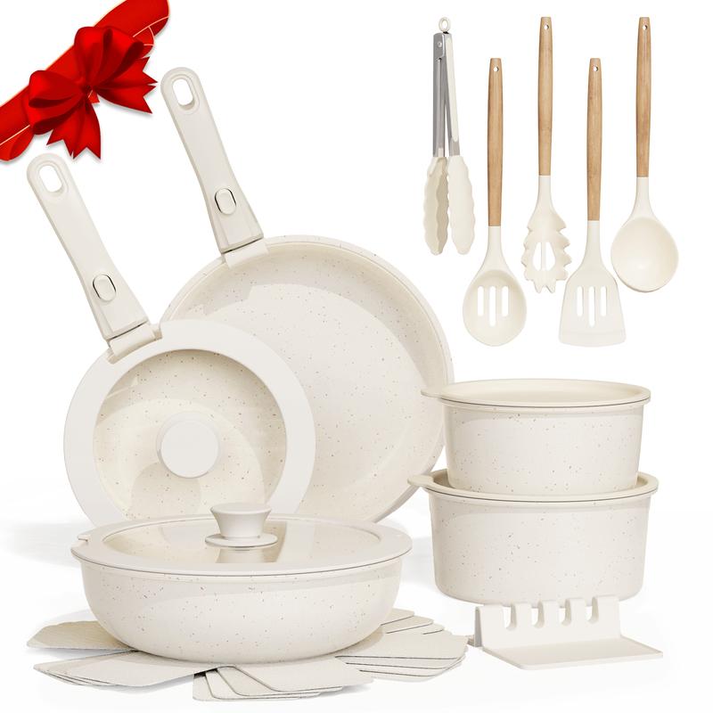 Bestideasell Ceramic Nonstick Aluminium Cookware Set (25-Piece Kit)