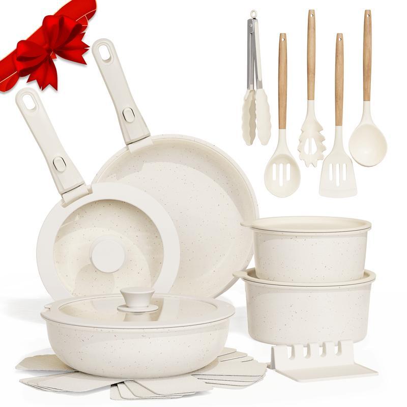 Bestideasell Ceramic Nonstick Aluminium Cookware Set (25-Piece Kit)