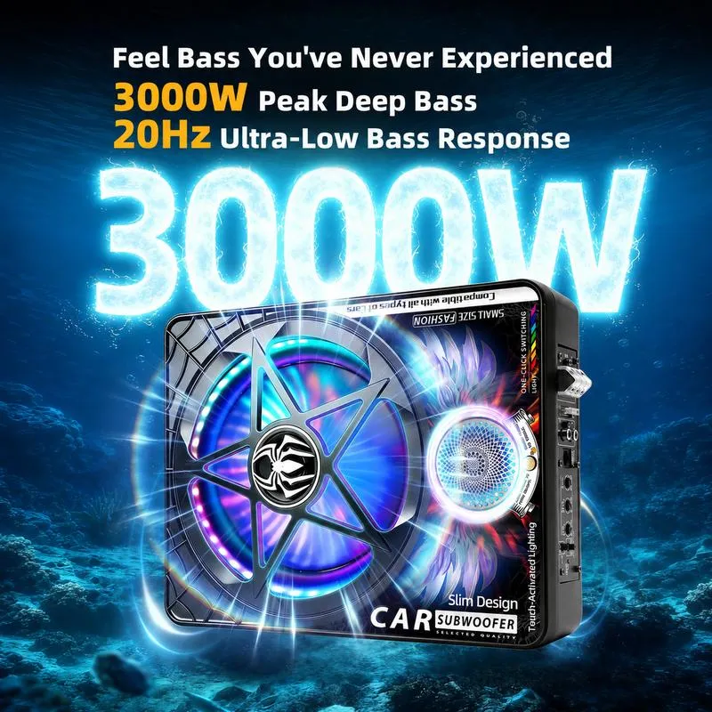 Bestideasell 3000W Ultra-thin Car Subwoofer Set
