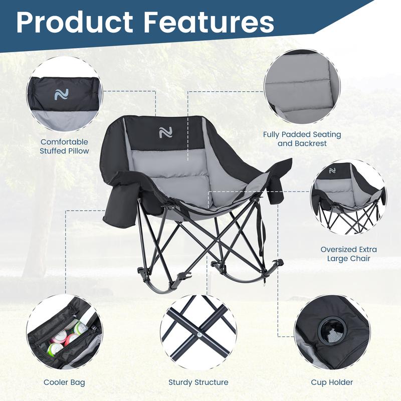 🔥HOT SALE🔥Oversized Rocking Camping Chair - Duty 400 LBS 