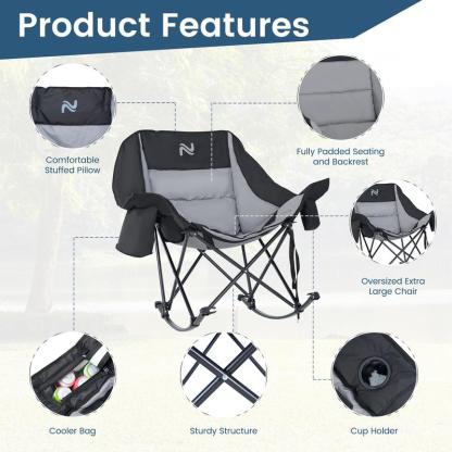 🔥HOT SALE🔥Oversized Rocking Camping Chair - Duty 400 LBS 