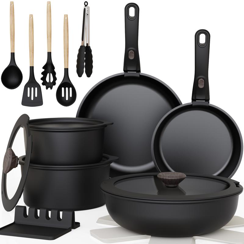Bestideasell Ceramic Nonstick Aluminium Cookware Set (25-Piece Kit)