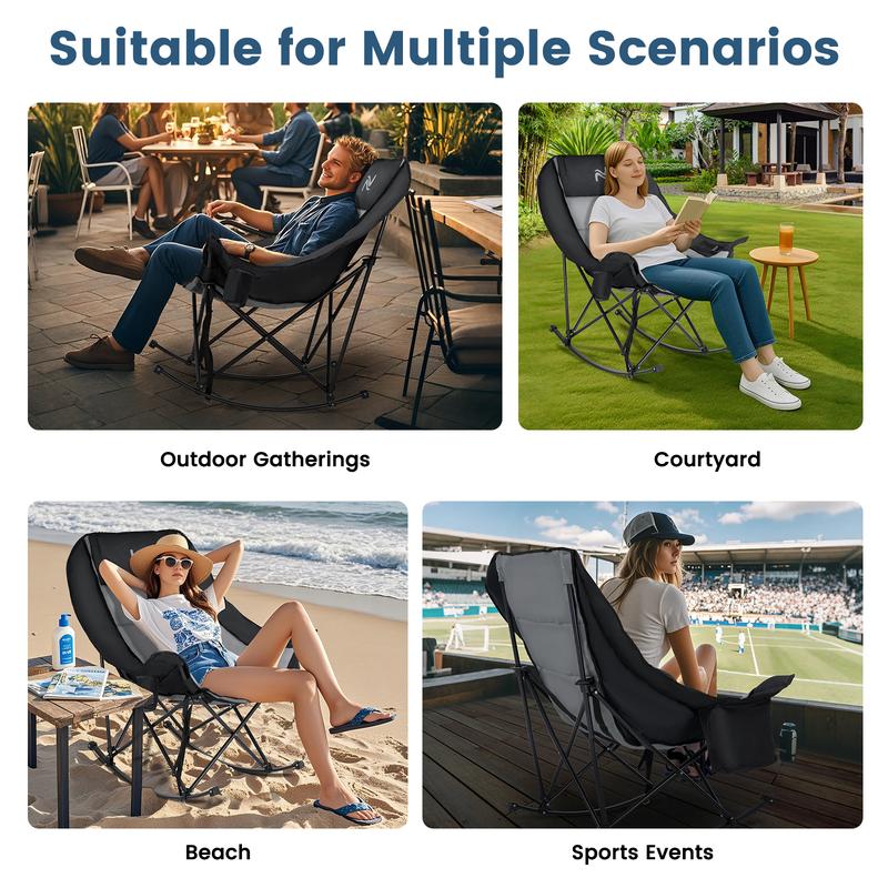 🔥HOT SALE🔥Oversized Rocking Camping Chair - Duty 400 LBS 