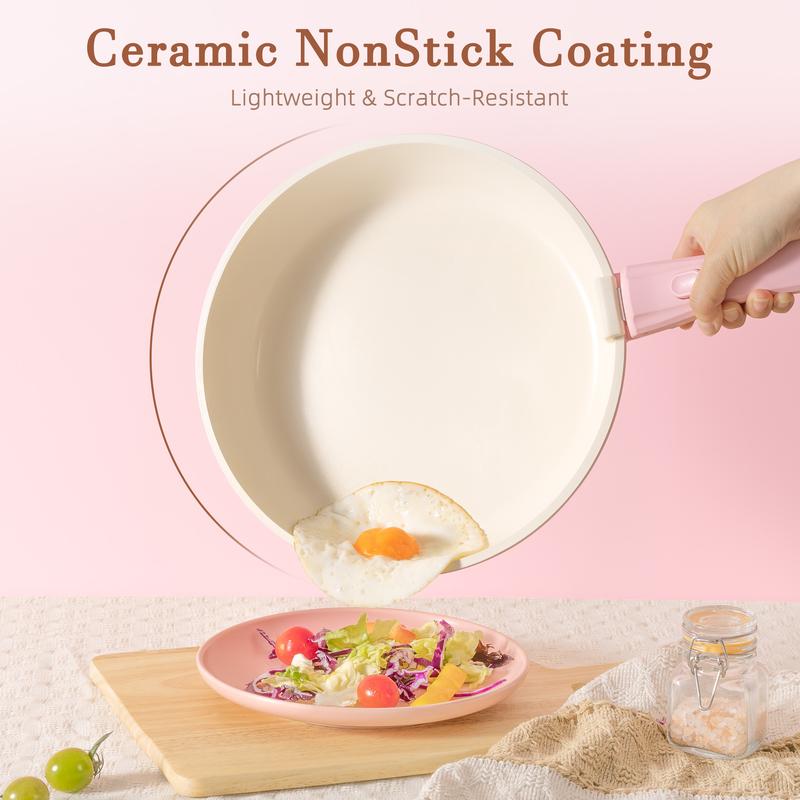 Bestideasell Ceramic Nonstick Aluminium Cookware Set (25-Piece Kit)