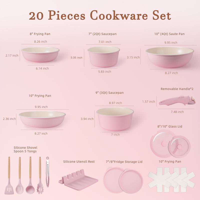 Bestideasell Ceramic Nonstick Aluminium Cookware Set (25-Piece Kit)